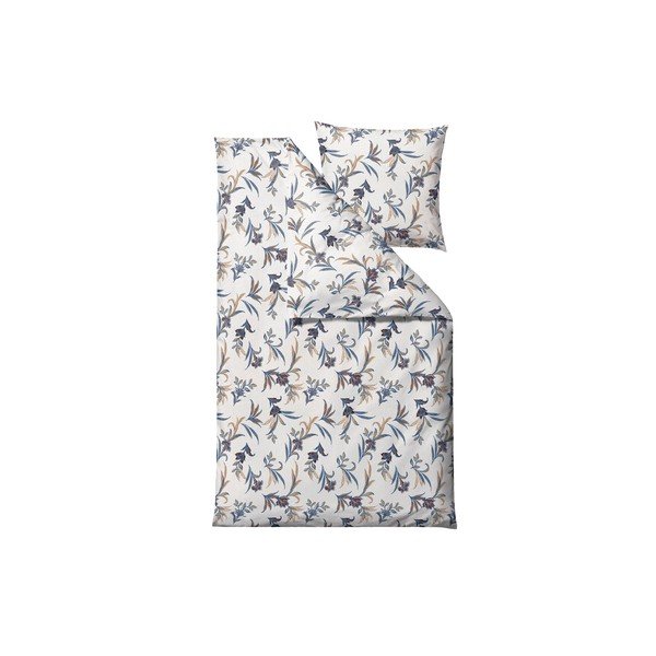 Lenzuolo singolo in cotone sateen blu-beige 140x220 cm Soft Tropic - Södahl-image-2