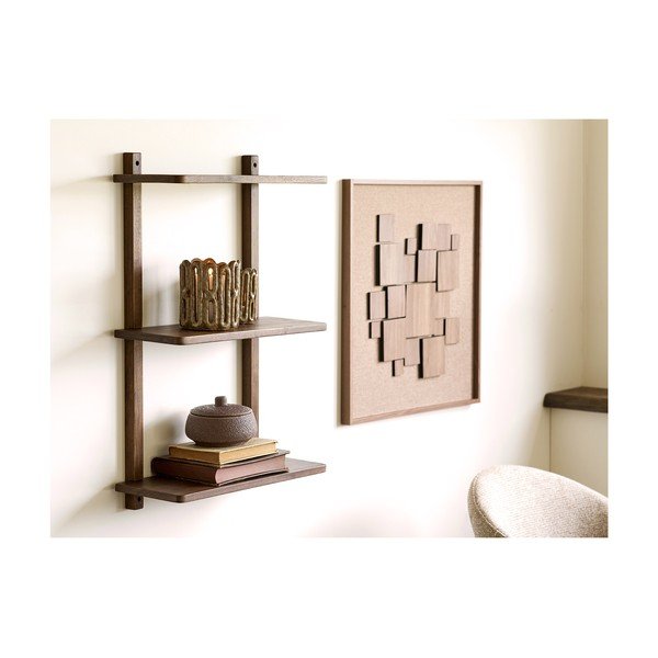 Mensola marrone scuro in rovere massiccio con ripiani multipli 50 cm Townsville – House Nordic-image-1