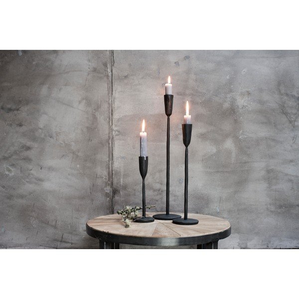 Candeliere in metallo nero, altezza 20 cm Mbata - Nkuku-image-1