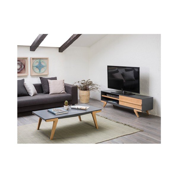 Tavolo TV con dettagli grigi Martina, 130 x 38 cm - Marckeric-image-4