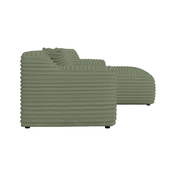 Divano angolare verde (con penisola a destra e chaise lounge) rivestito in velluto a coste Martin – Ropez-image-3