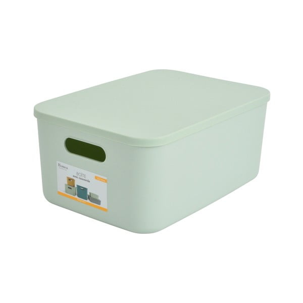 Scatola con coperchio in verde chiaro in plastica 35,5x25,5x16 cm – Homéa