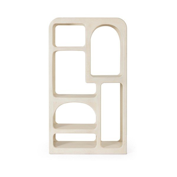 Libreria color crema in mango massiccio 90x160x33 cm Cairo – Bizzotto-image-2
