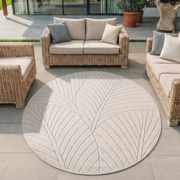 Tappeto da interno/esterno rotondo color crema ø 160 cm Nova 1203 – Ayyildiz Carpets-image-1