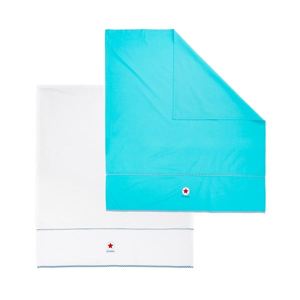 Set di 2 lenzuola blu e bianche per neonati, 100 x 150 cm - Tiseco Home Studio