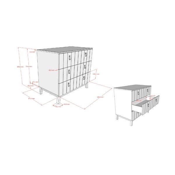 Cassettiera per bambini beige 98,5x89x57 cm Sezane – Vipack-image-2