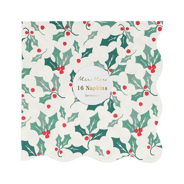 Tovaglioli di carta in set da 16 Holly Pattern - Meri Meri-image-2