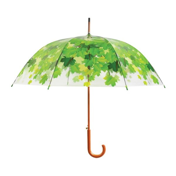Ombrello trasparente antivento con dettagli verdi Ambiance Birdcage Leaf, ⌀ 92,5 cm - Esschert Design