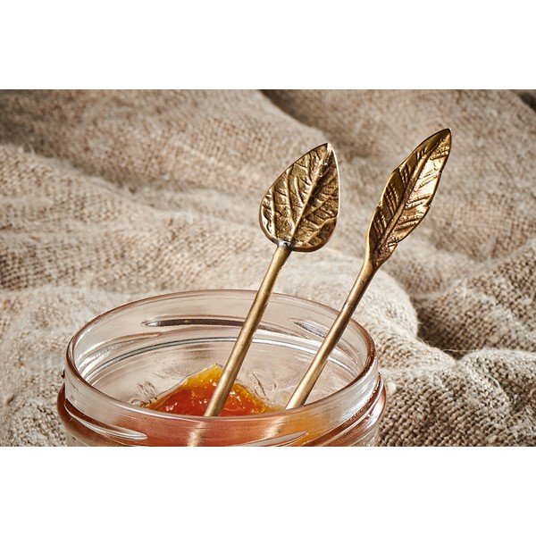 Set di 2 cucchiai in ottone a forma di foglia - Nkuku-image-1