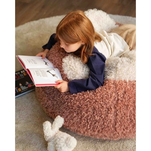 Pouf a sacco per bambini rosa polveroso con rivestimento in pelliccia sintetica Yeti – Wigiwama-image-4