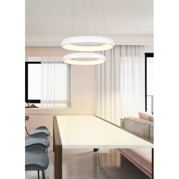 Lampadario bianco a LED dimmerabile con paralume in metallo ø 46 cm Cardona - Trio-image-1
