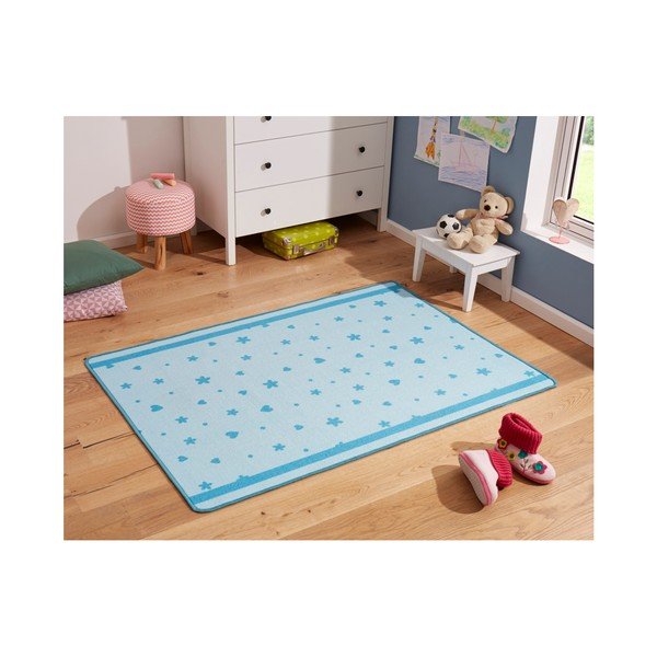 Tappeto blu per bambini Stars & Hearts, 100 x 140 cm - Zala Living-image-2