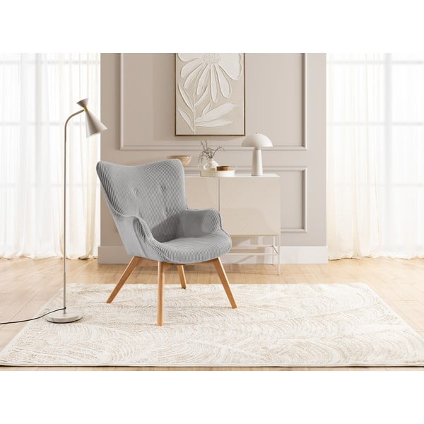 Poltrona grigia con rivestimento in velluto a coste Niko – Ropez-image-4