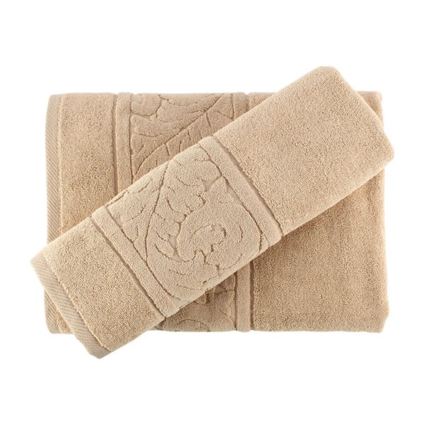 Set di asciugamani e teli da bagno in cotone beige Beige - Foutastic