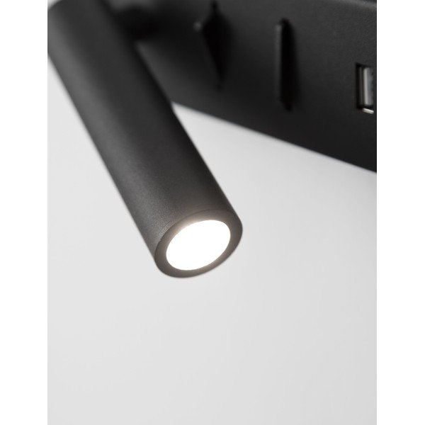 Lampada da parete LED nera opaca in metallo con struttura flessibile/con porta USB Vida – Nova Luce-image-4