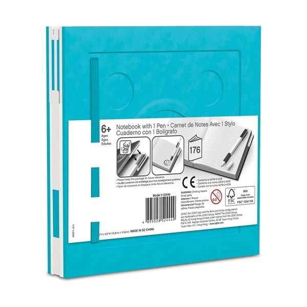 Quaderno quadrato turchese con penna gel , 15,9 x 15,9 cm - LEGO®-image-2
