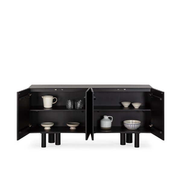 Credenza nera in mango massiccio 160x80x40 cm Tamira – MOME-image-4