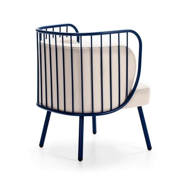 Poltrona in metallo blu con rivestimento bianco Nabi - Teulat-image-4