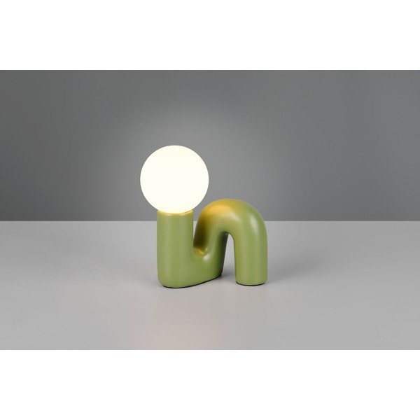 Lampada da tavolo verde in ceramica (altezza totale 21,5 cm) Quinn – Reality-image-1