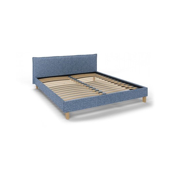 Letto matrimoniale imbottito blu con griglia 160x200 cm Tina - Ropez