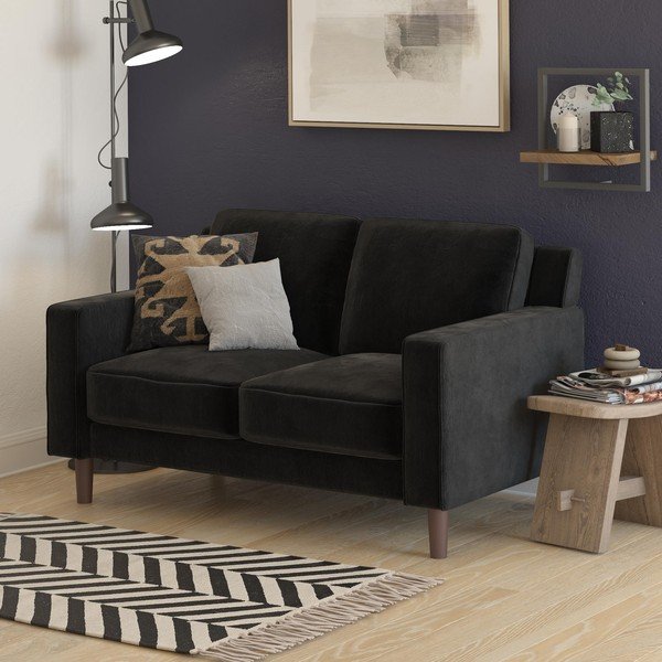 Divano in velluto nero 83 cm Brynn - Støraa-image-1