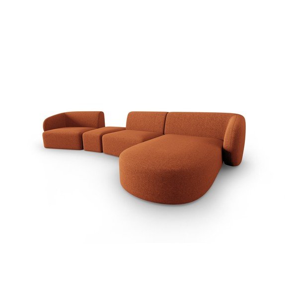 Divano angolare color terracotta (con penisola a destra/con chaise lounge) con rivestimento in ciniglia Paolo – Milo Casa-image-2