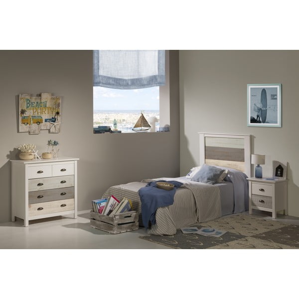 Cassettiera bianca e grigia con 4 cassetti , 79 x 80 cm Romantica - Marckeric-image-1