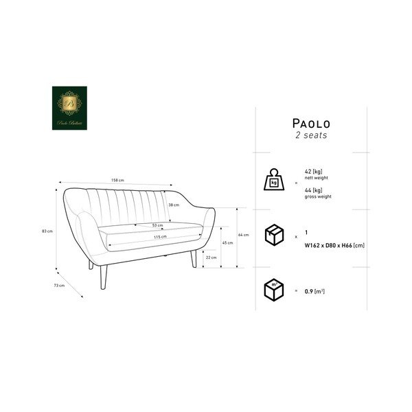 Divano a due posti grigio Benito - Mazzini Sofas-image-3