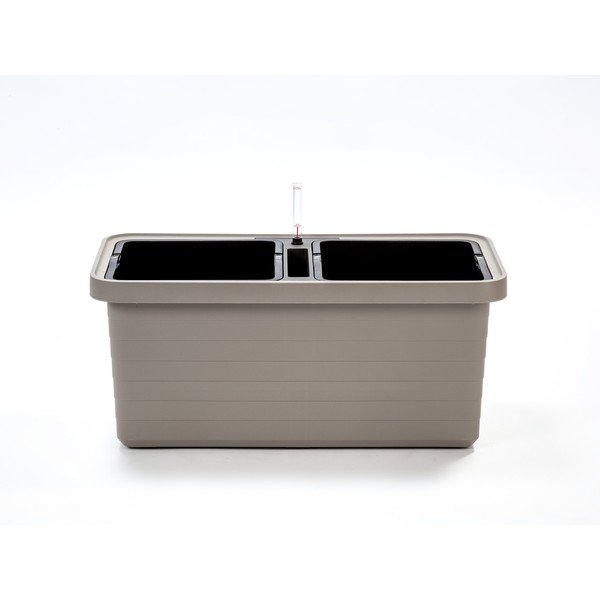 Cassetta doppia autoinnaffiante grigio-marrone, lunghezza 78 cm Berberis - Plastia-image-1