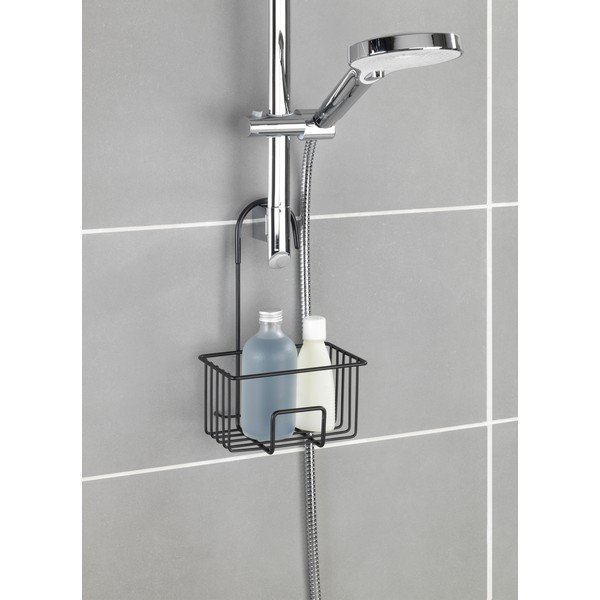 Mensola da bagno da appendere nera in acciaio inox Milito – Wenko-image-3