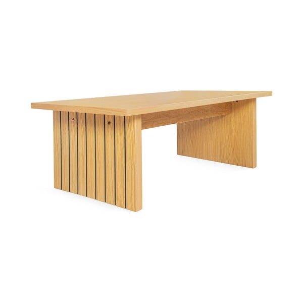 Tavolino con piano in rovere decorato in colore naturale 60x120 cm Stripe - Woodman