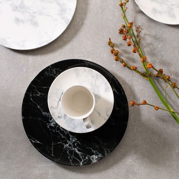 Set di 8 tazze e piattini in porcellana bianca e nera Villeroy & Boch Marmory Like Marmory - like | Villeroy & Boch-image-1