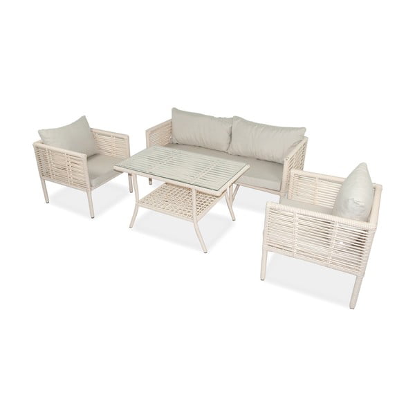 Set da giardino in rattan artificiale crema per 4 persone Newyork 160 - Floriane Garden