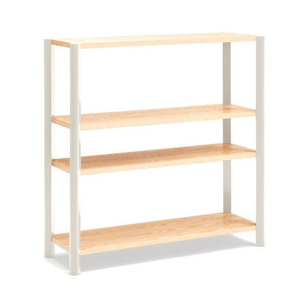 Scaffale color crema/colore naturale chiaro con effetto rovere 126x128x43 cm Bona – Teulat-image-2