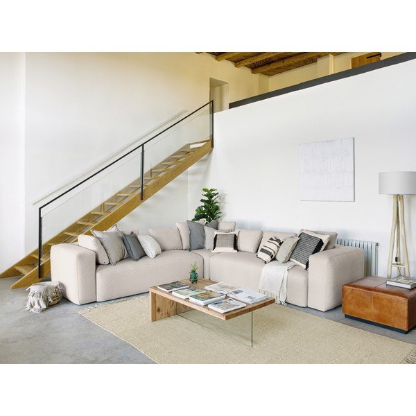 Pouf in pelle marrone cognac Cesia - Kave Home-image-4