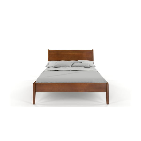 Letto matrimoniale in legno di faggio con trama tipo noce 140 x 200 cm Visby Radom - Skandica-image-1