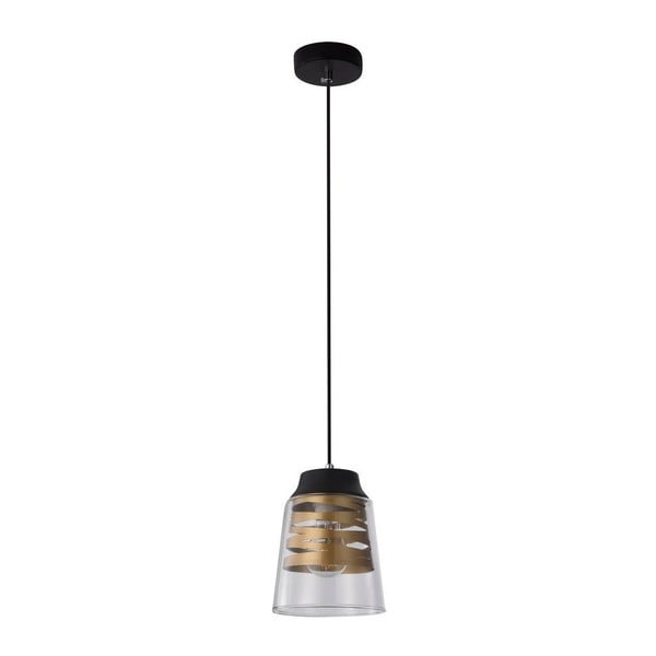 Apparecchio a sospensione nero con paralume in vetro Fresno - Candellux Lighting