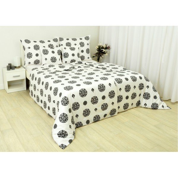 Biancheria da letto singola in cotone sateen bianco e nero 140x200 cm Ornament - Unknown