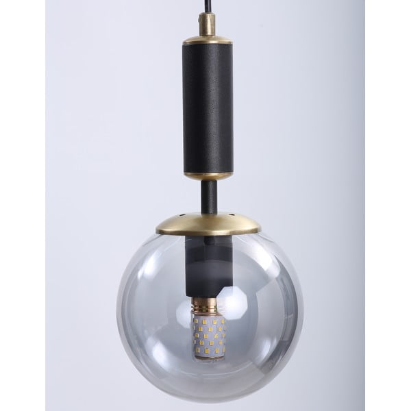 Lampada a sospensione grigio-nera con paralume in vetro ø 15 cm Hector - Squid Lighting-image-1