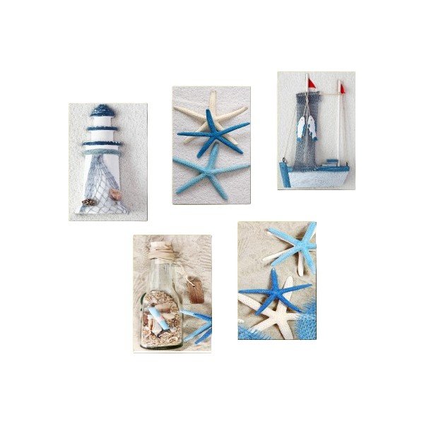 Set di 5 dipinti Blue Sea - Tablo Center
