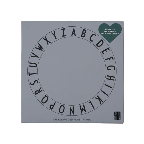Piatto fondo per bambini, grigio, ø 15,5 cm Eat & Learn - Design Letters-image-2