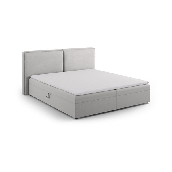 Letto boxspring in grigio chiaro con contenitore 140x200 cm Arendal – Cosmopolitan Design