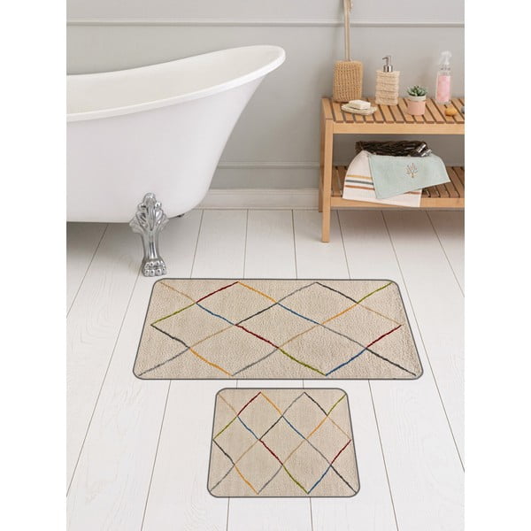 Set di tappetini per il bagno beige 2 pz 60x100 cm – Mila Home-image-2