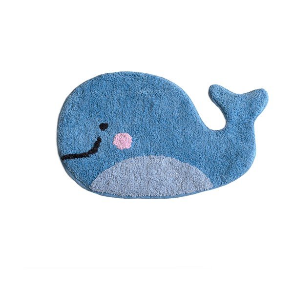 Tappeto da bagno in cotone blu, 69 x 44 cm Blue Whale - Mr. Fox