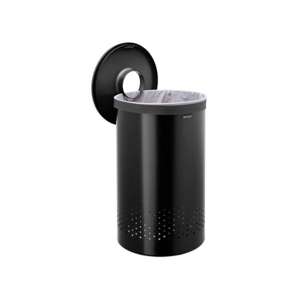 Cesto portabiancheria in metallo nero opaco 60 l - Brabantia-image-2
