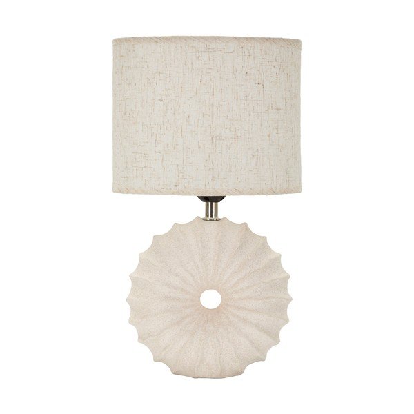 Lampada da tavolo color crema in ceramica con paralume in tessuto (altezza totale 40 cm) Anemone – Mauro Ferretti-image-2