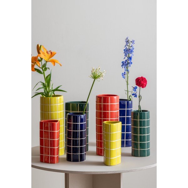 Vaso verde scuro in ceramica (altezza totale 30 cm) Retro Tiles – PT LIVING-image-1