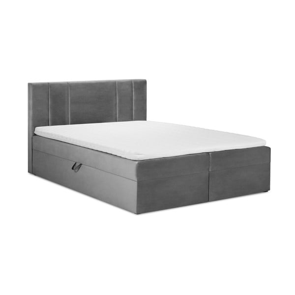 Letto boxspring grigio con contenitore 200x200 cm Afra - Mazzini Beds