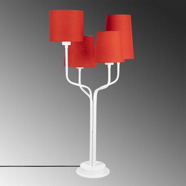 Lampada da tavolo in metallo bianco con paralume rosso Opviq luci Aposto - Opviq lights-image-1