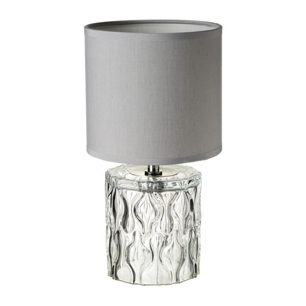 Lampada da tavolo in vetro grigio chiaro con paralume in tessuto (altezza 29 cm) - Casa Selección